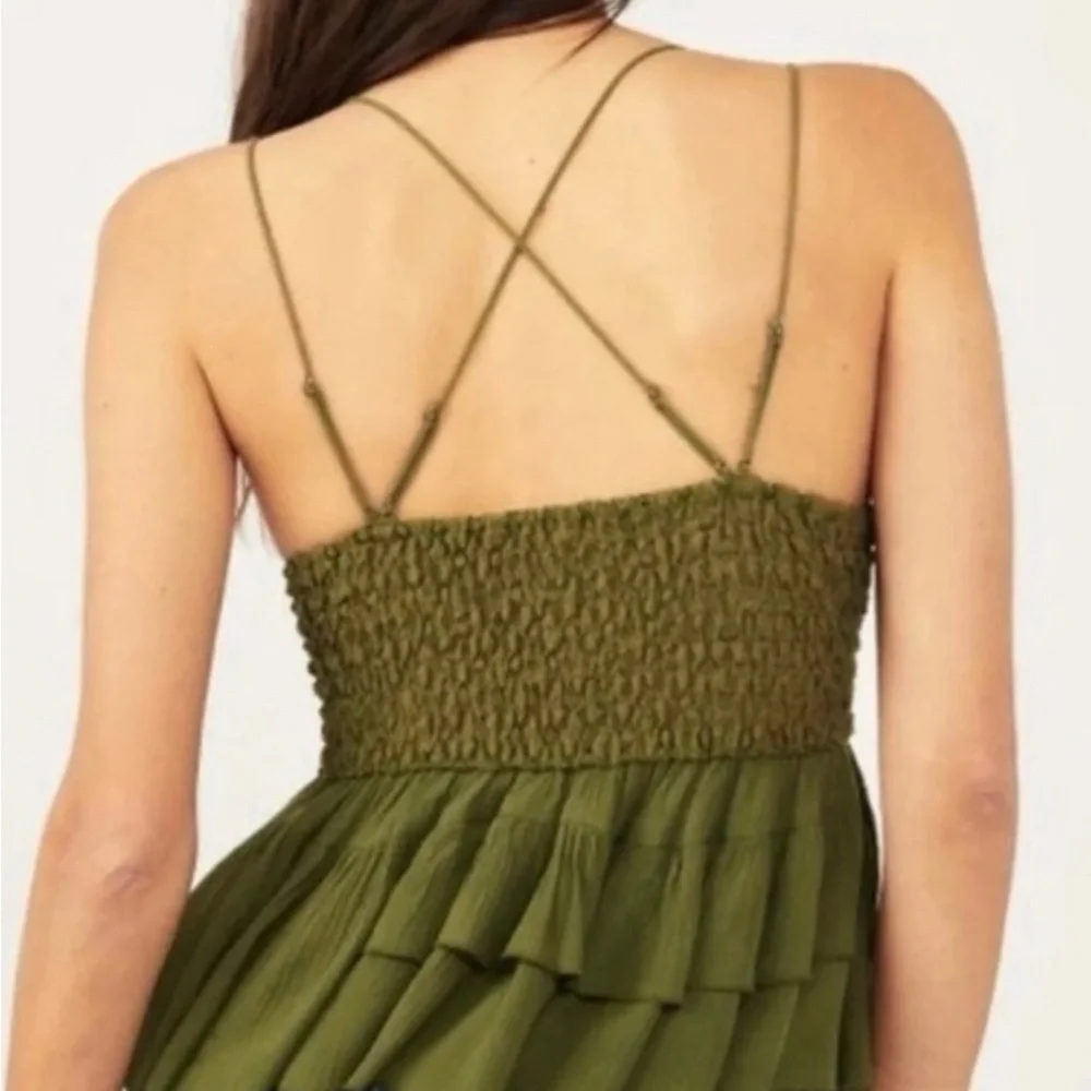 NWT Free People Adela Cami Olive Green